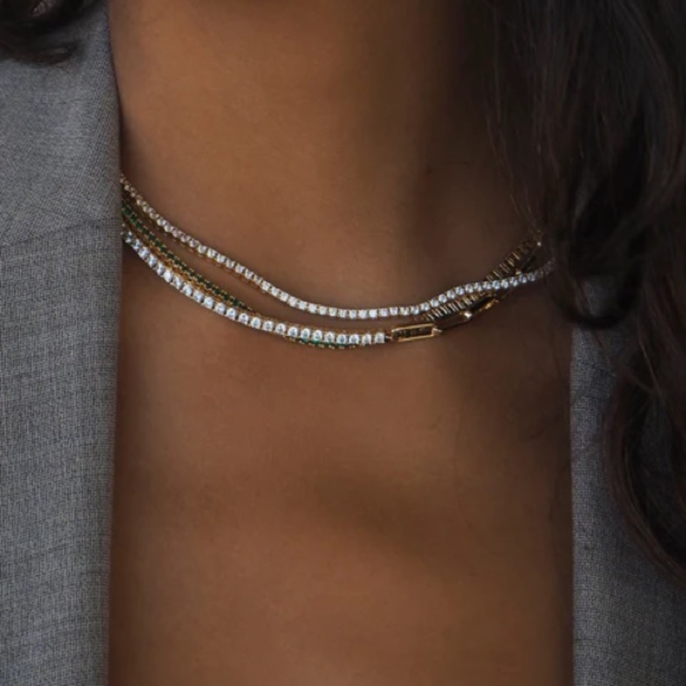 LILI CLASPE TENNIS LINK NECKLACE SILVER